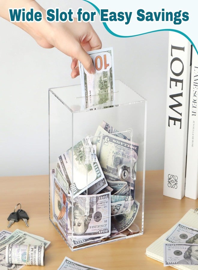 Imeepa Clear Acrylic Piggy Bank with Lock and Key for Kids Adults, Openable Money Saving Box for Cash Coins Real Money (Clear) - Image 5